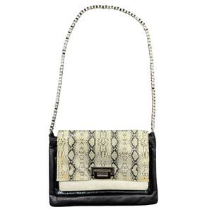 Kardashian Kollection Women's Black Snake Print Zipper Pockets Crossbody Purse